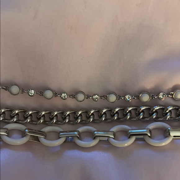 Lia Sophia Silver and White Layered Bracelet - Picture 1 of 4